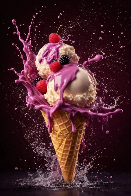Macro Food featuring Ice Cream Cone - Minimalist & Food-photography via ChatGPT