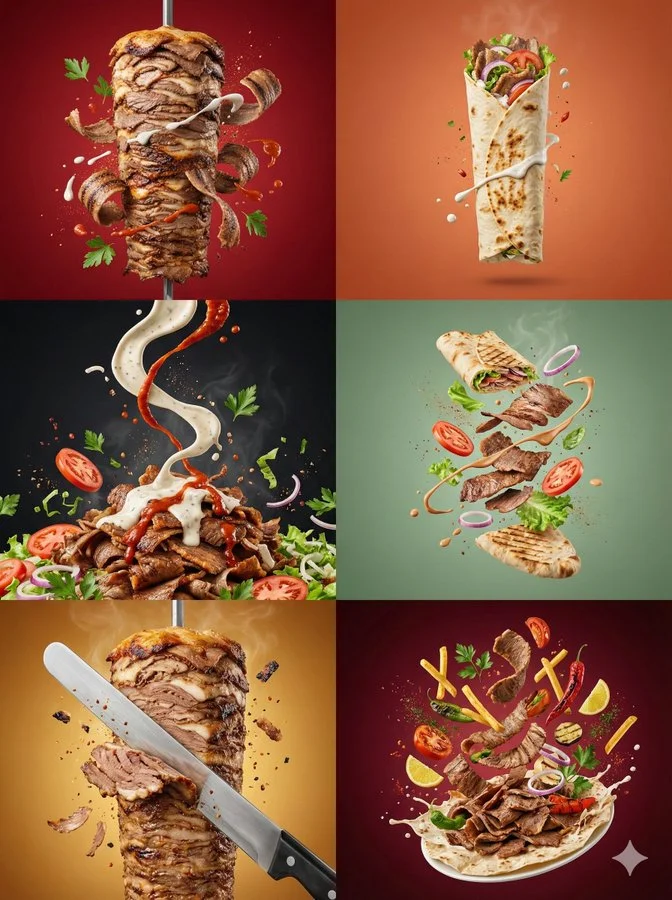 Photorealistic Mountain featuring Turkish Doner Kebab - Luxury & Advertising via Nano Banana