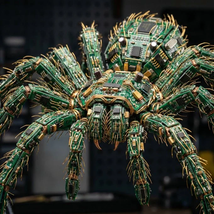 Macro Jewelry featuring Motherboard Spider - Dark via Nano Banana