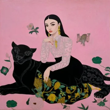 Illustration Floral featuring Ornate Pink Tapestry