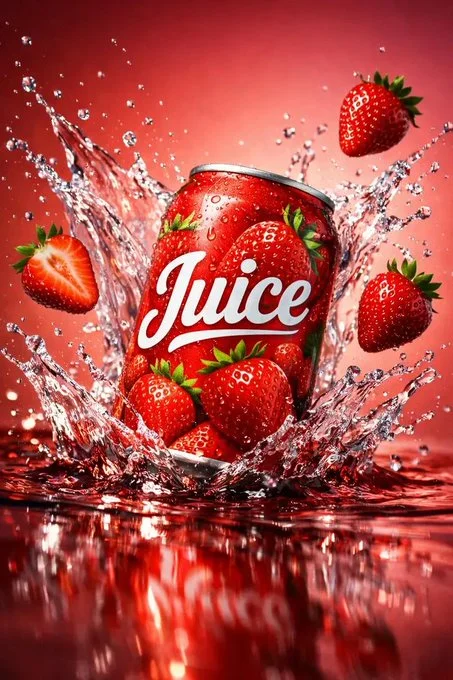 Photorealistic Beverage featuring Strawberry Juice - Luxury & Advertising via Nano Banana