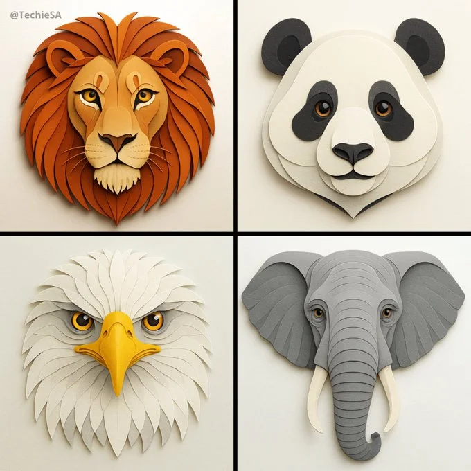 Paper-art Image featuring Paper Art Animals