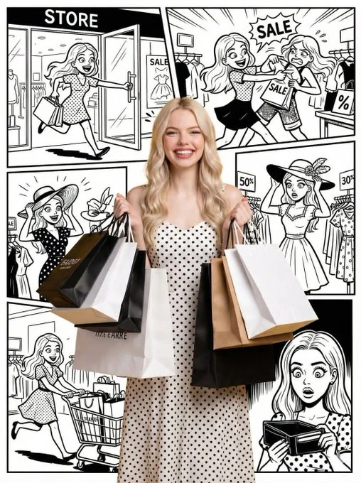 Photorealistic Portrait featuring Shopping Version - Vibrant