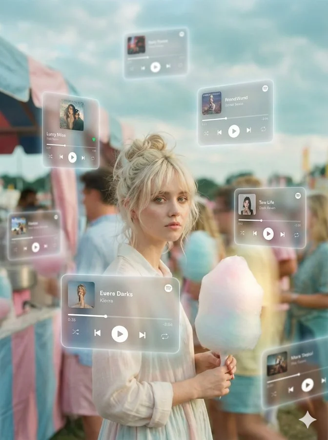 Photorealistic Character featuring Apple Music - Glass via Nano Banana
