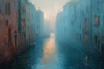 Oil-painting Landscape featuring An Impressionist Mist Cascade - Ethereal