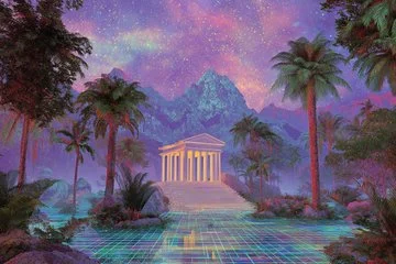 Glitch-art Nature featuring An Electric Palms Utopia - Futuristic