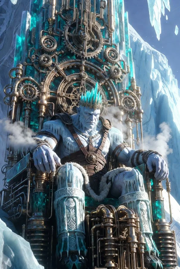 Illustration Image featuring An Icebound Steampunk Fantasy - Ethereal via Grok