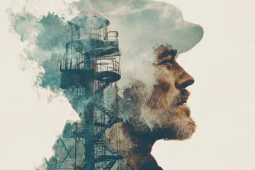 Double-exposure Portrait featuring Architectural Ghostly Imprint